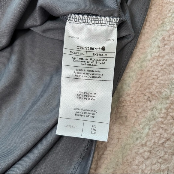 Carhartt Men's Gray Long Sleeve Force Sun Defender Shirt Size 2XL - Picture 4 of 13